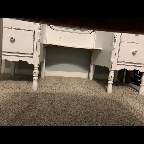 Storage & Organization Vintage Makeup Desk W Large Mirror And Seat